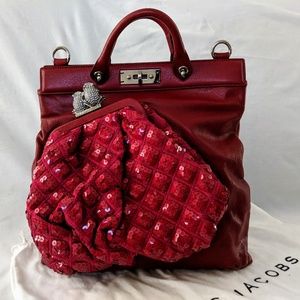Marc Jacobs Robert Duffy Red Leather Frog Tote Bag